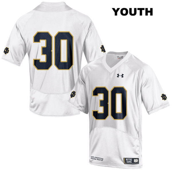 Youth NCAA Notre Dame Fighting Irish #30 Jake Rittman Stitched College Under Armour Authentic White No Name Football Jersey JT10Y27LX